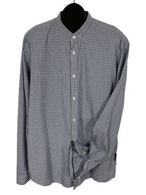 Scotch & Soda Button Front Shirt XL Blue Plaid Check Long Sleeve Cotton Academia